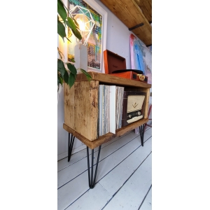 LELELINKY Supporto Per Dischi In Legno Con 4 Armadietti, Tavolo