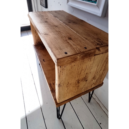 LELELINKY supporto per dischi in legno con 4 armadietti, tavolo per